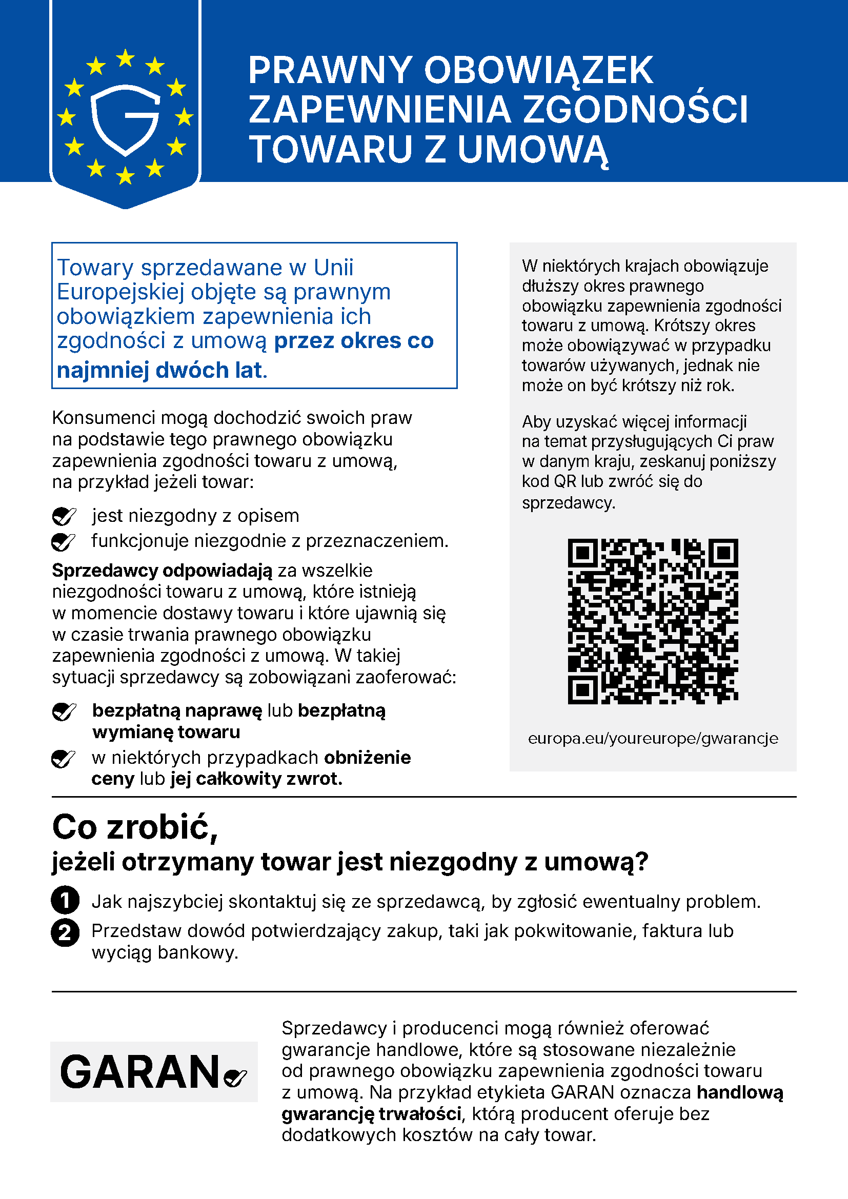 Unijna informacja o gwarancji prawnej