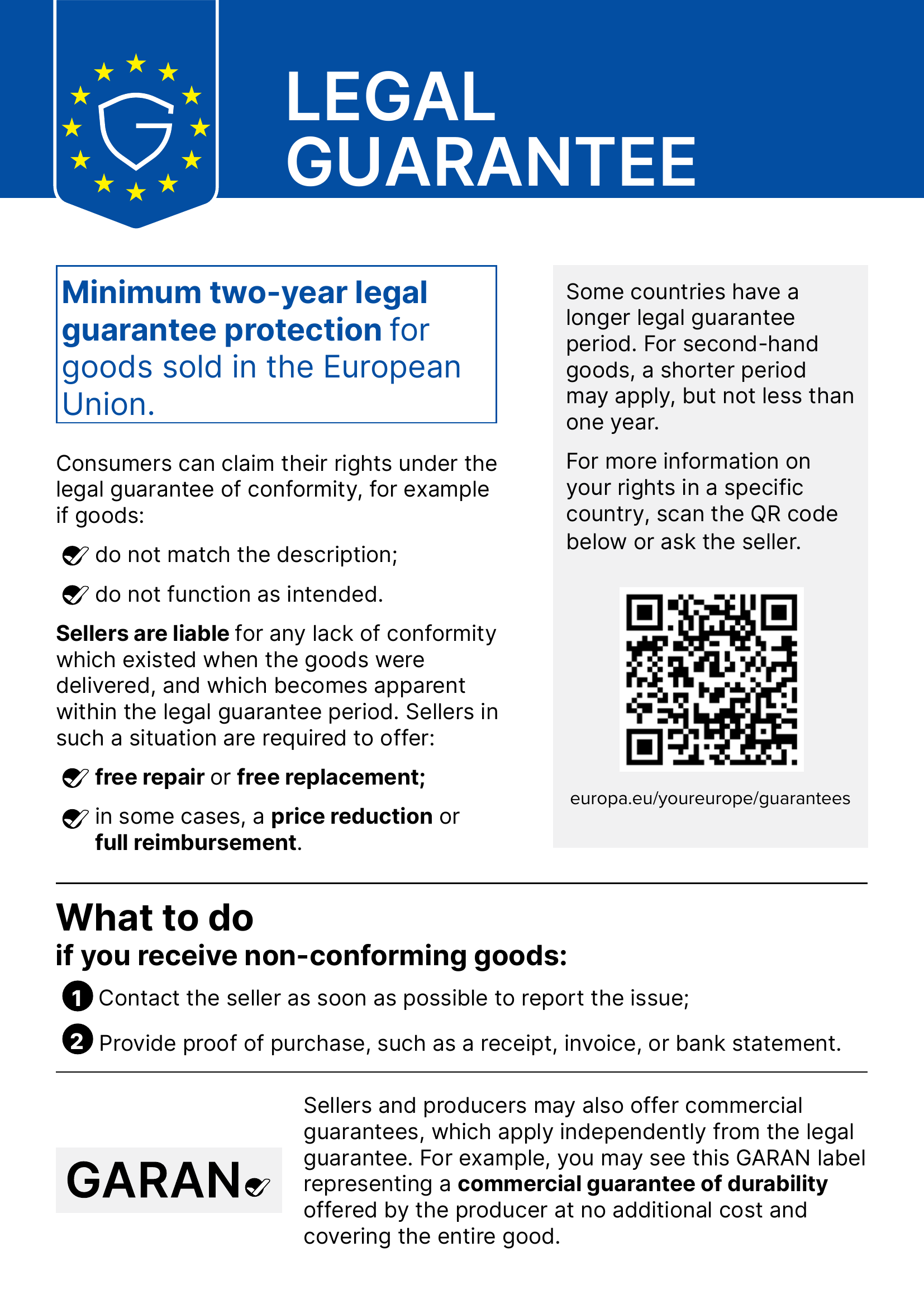 EU legal guarantee notice