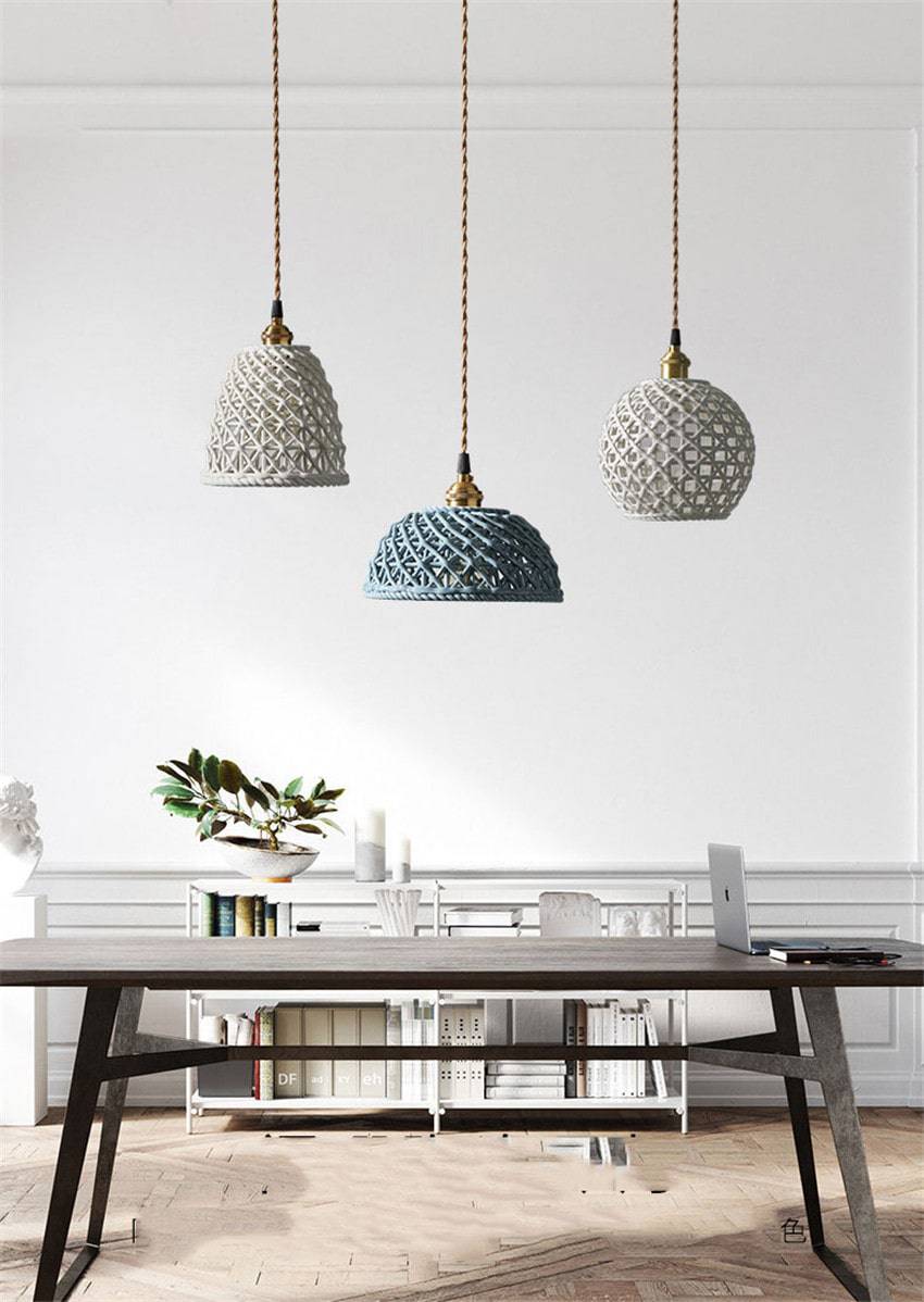 Hanglamp 202CPL met keramische kap met vlechtmotief